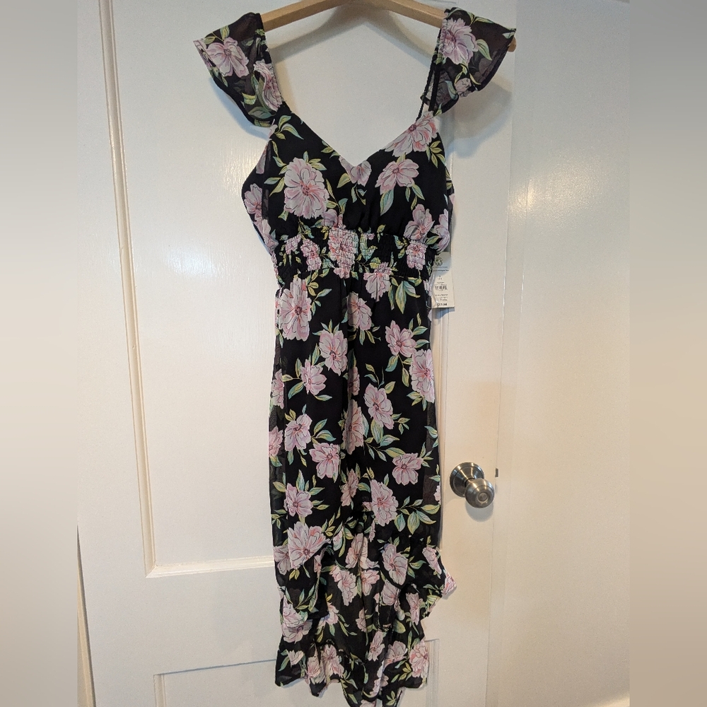 Black floral print dress